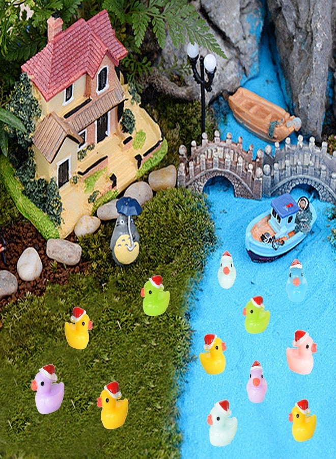 Tindobewan 50 PCS Tiny Ducks Mini Resin Ducks Miniature Christmas Hat Duck Figures Ornament for Xmas, Craft, Dollhouse, Slime, Home Decorations（Multi Color） - Image 5